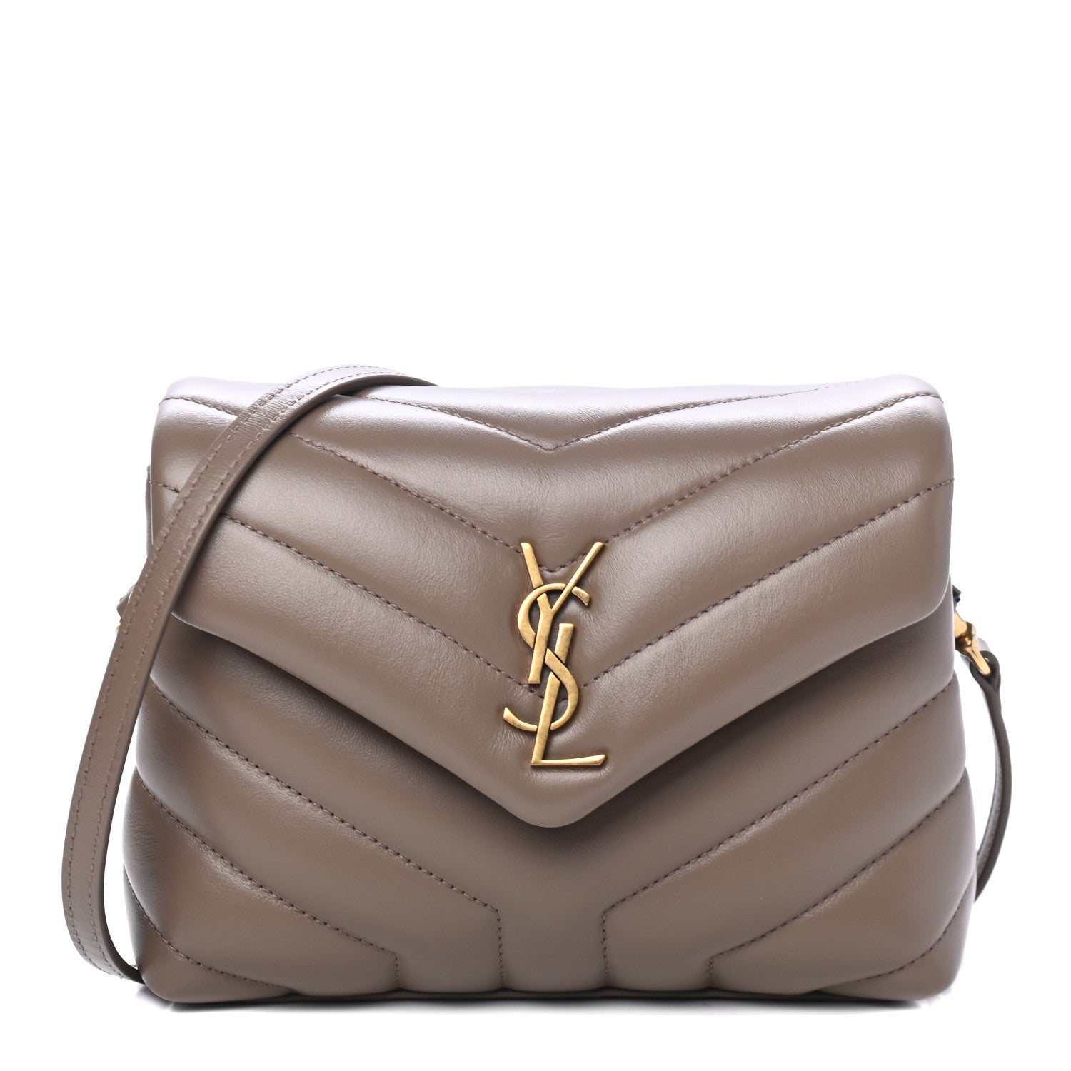 Saint Laurent Calfskin Y Quilted Monogram Toy Loulou Crossbody Bag Taupe 1 of 4