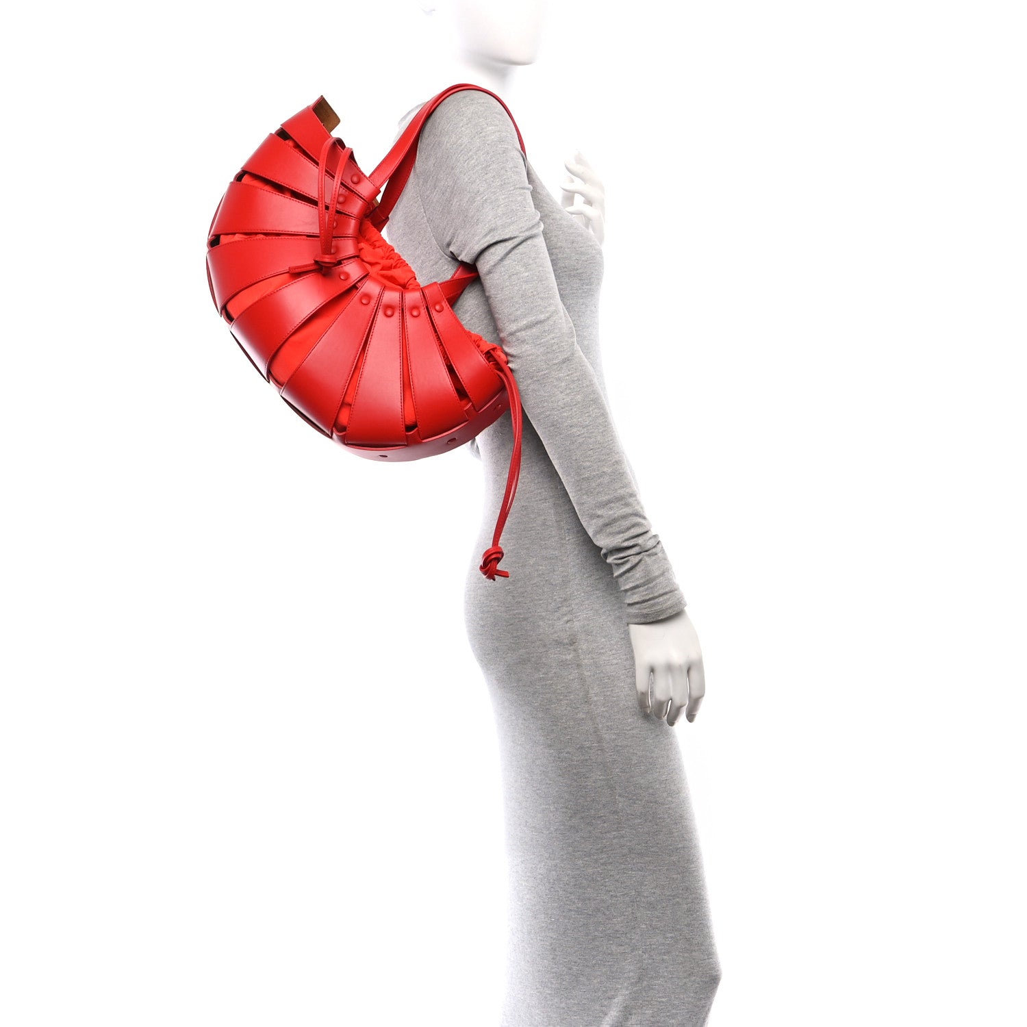 Bottega Veneta French Calfskin Shell Bag Chili Tomato 2 of 12
