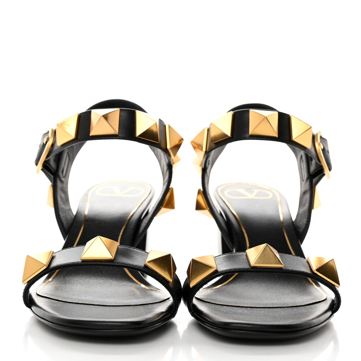 Calfskin Roman Stud 60mm Sandals 37.5 Black