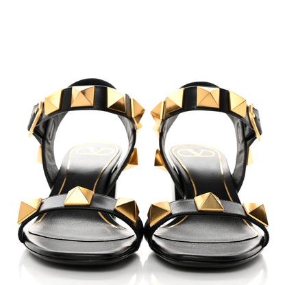 Valentino Garavani Calfskin Roman Stud 60mm Sandals 37.5 Black 2 of 9