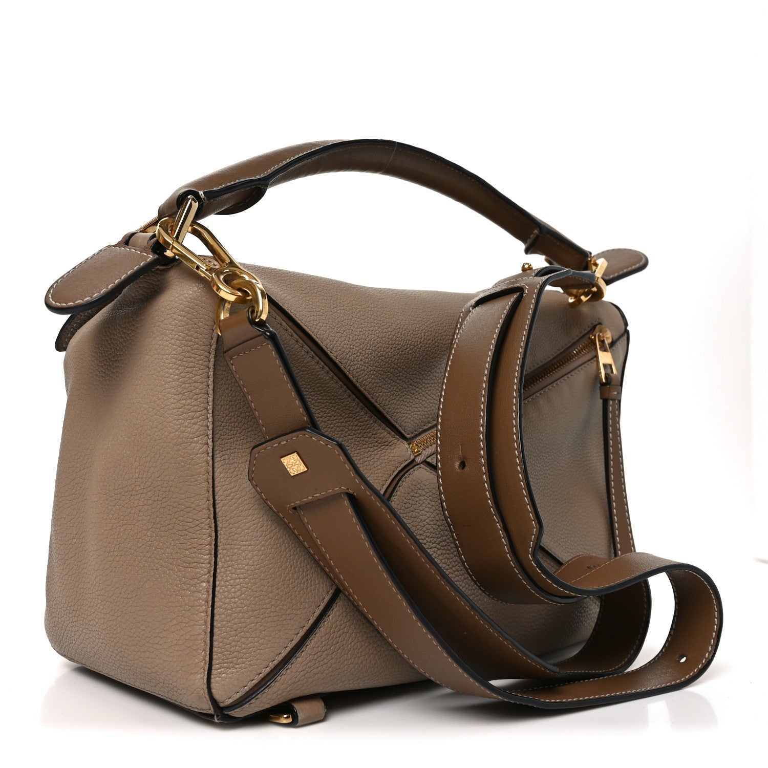 Loewe Grained Calfskin Medium Puzzle Bag Sand Mink 1860374
