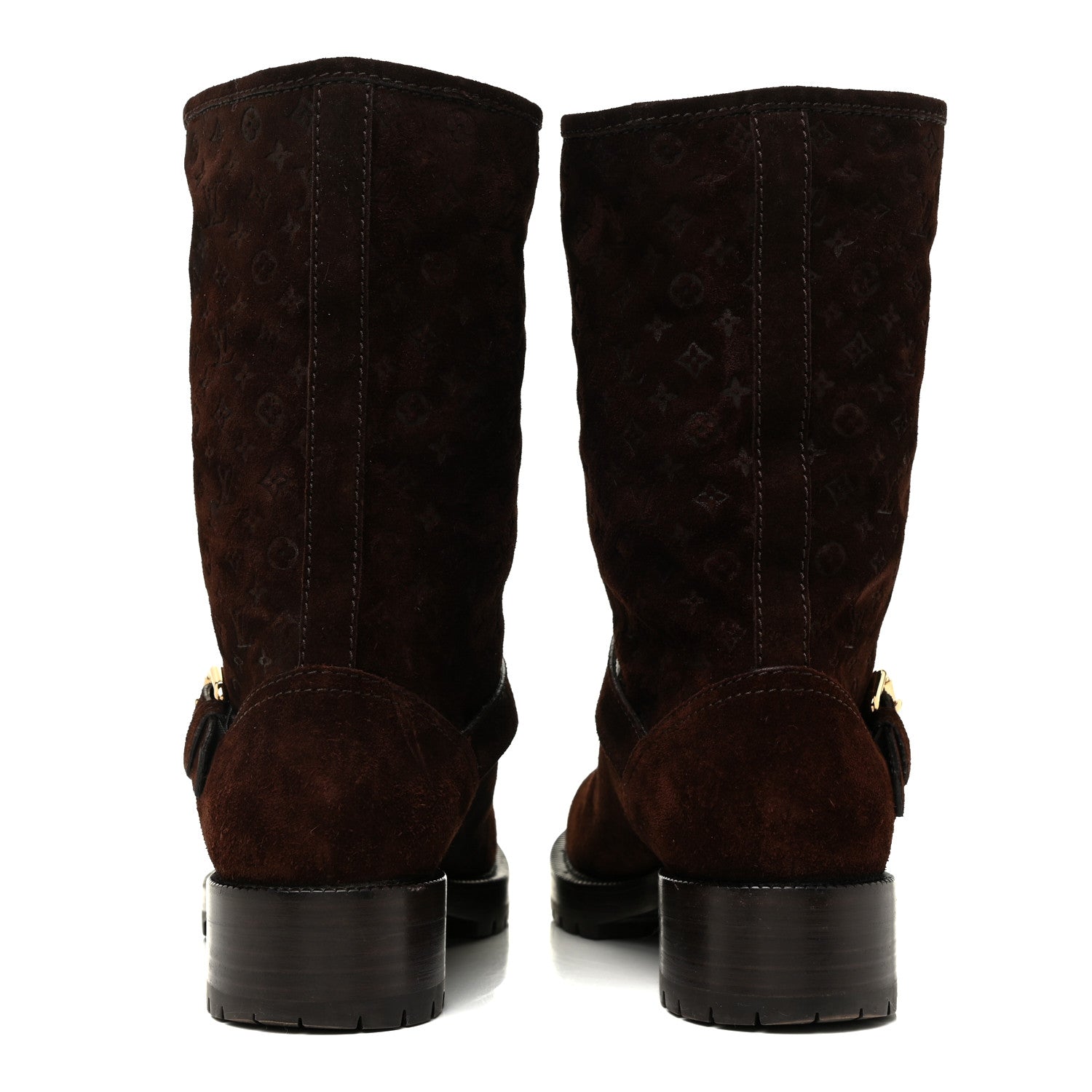 Louis Vuitton Suede Monogram Low Boots 37.5 Brown 4 of 8
