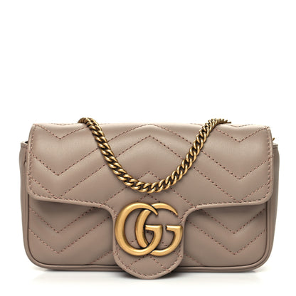 Gucci Calfskin Matelasse Super Mini GG Marmont Shoulder Bag Porcelain Rose 1 of 11