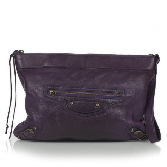 Agneau Flat Handle Clutch Sapphire