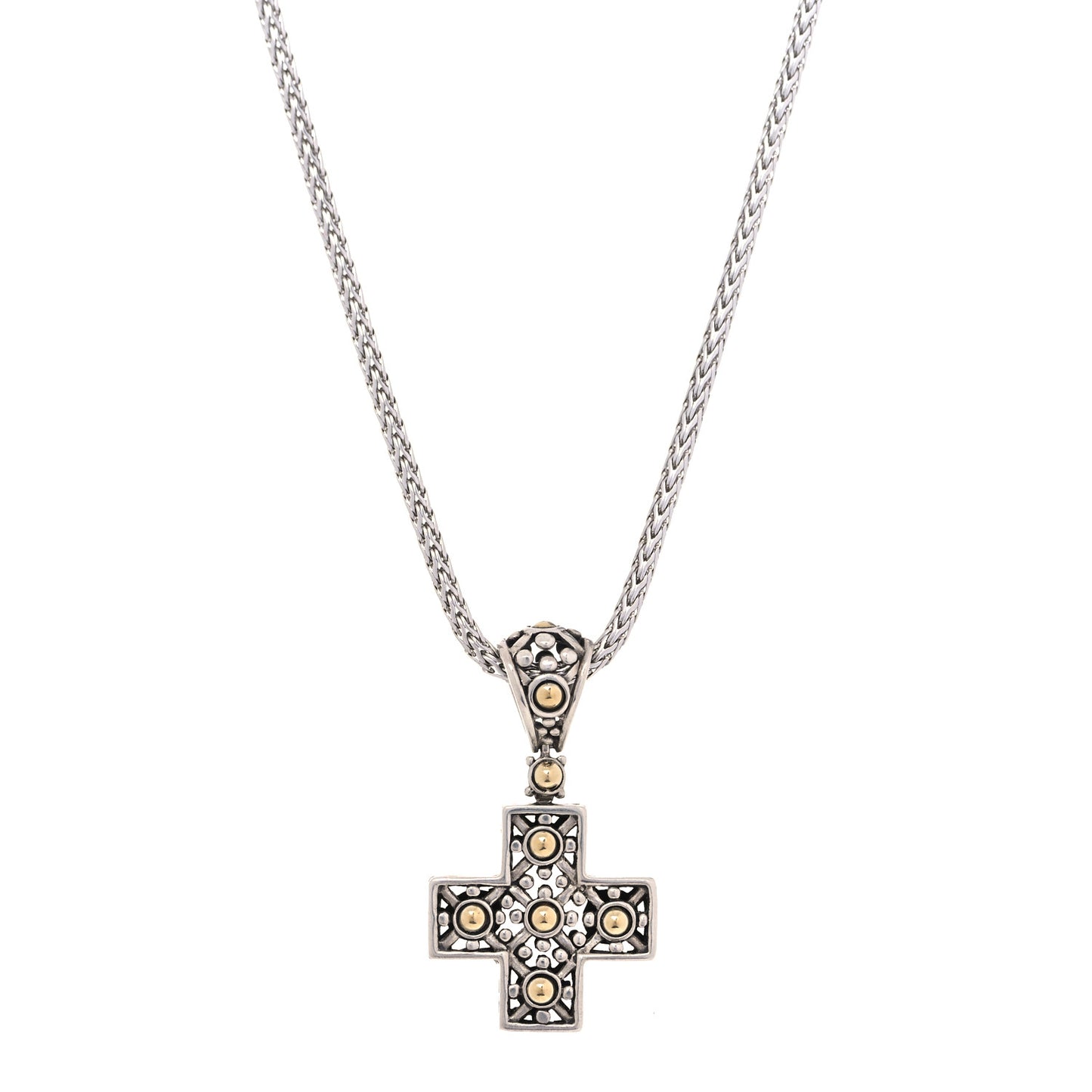 Sterling Silver 18K Yellow Gold Cross Pendant Necklace