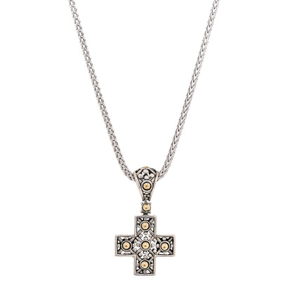 John Hardy Sterling Silver 18K Yellow Gold Cross Pendant Necklace 1 of 5