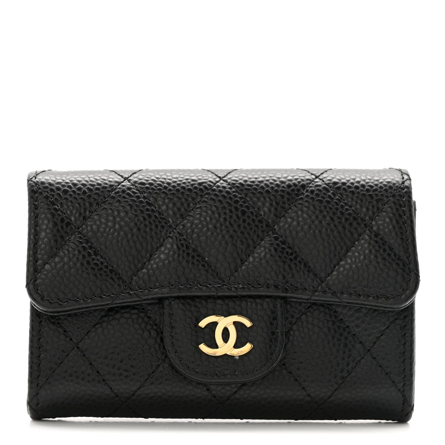Chanel Caviar Quilted Flap Card Holder Wallet Black 1 of 9