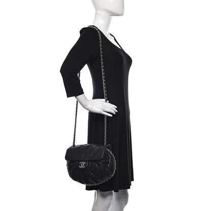 Chanel Washed Lambskin Quilted Medium Chain Around Messenger Black 2 of 9