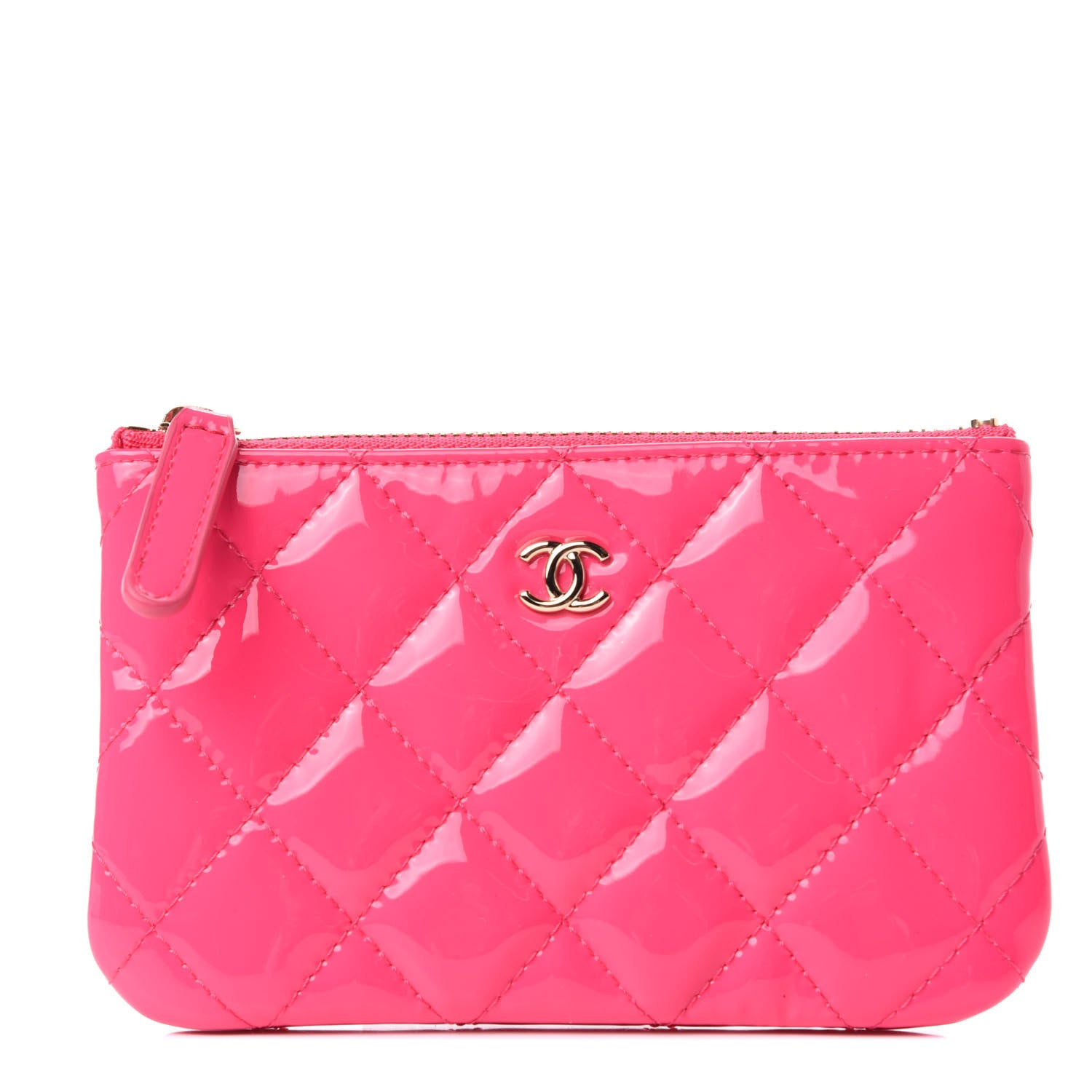 Chanel Patent Quilted Small Cosmetic Case Pink 1 of 8