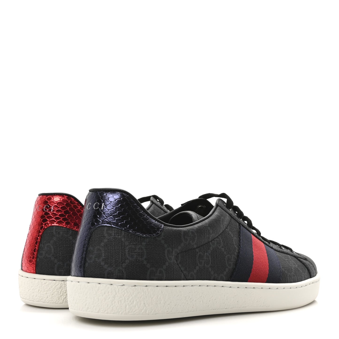 GG Supreme Monogram Ayers Web Mens New Ace Sneakers 8.5 Black