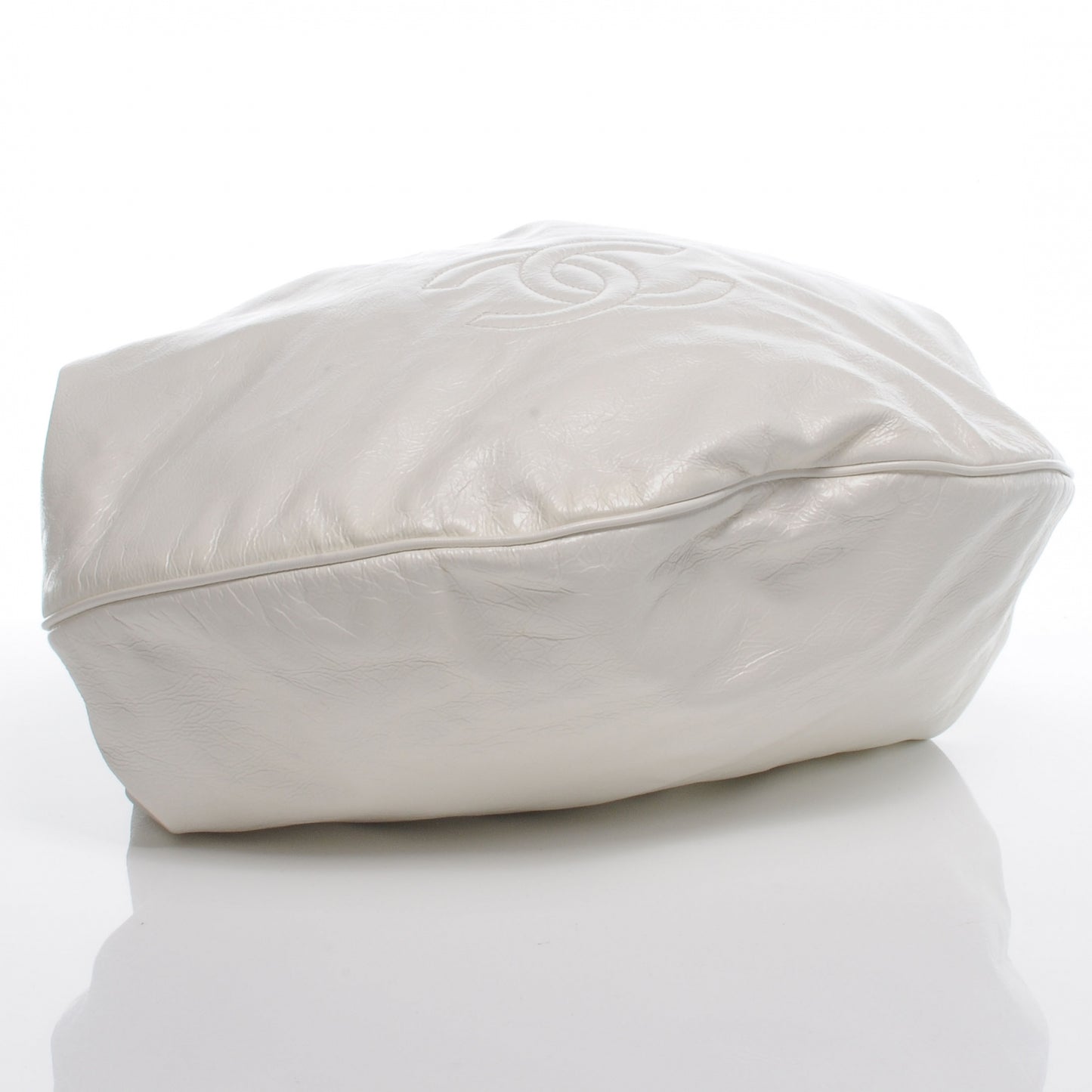 Lambskin Large Rock and Chain Hobo White