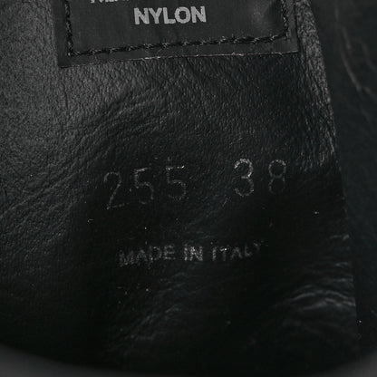 Prada Spazzolato Rois Nylon Metal Triangle Logo Monolith Pouch Pocket 55mm Boots 38 Black 11 of 15