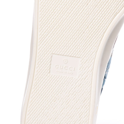Gucci GG Supreme Monogram Blooms Womens Slip On Sneakers 40.5 Beige Blue Navy Red 6 of 10