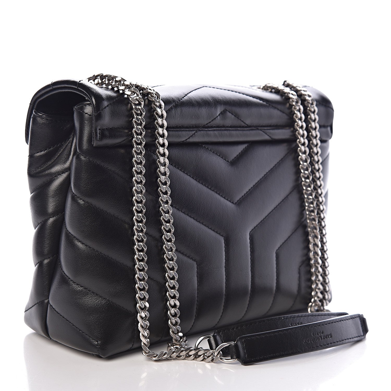 Saint Laurent Calfskin Y Quilted Monogram Small Loulou Chain Satchel Black 3 of 10