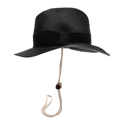 Gucci Raffia Bamboo GG Fedora Hat M Black 5 of 8