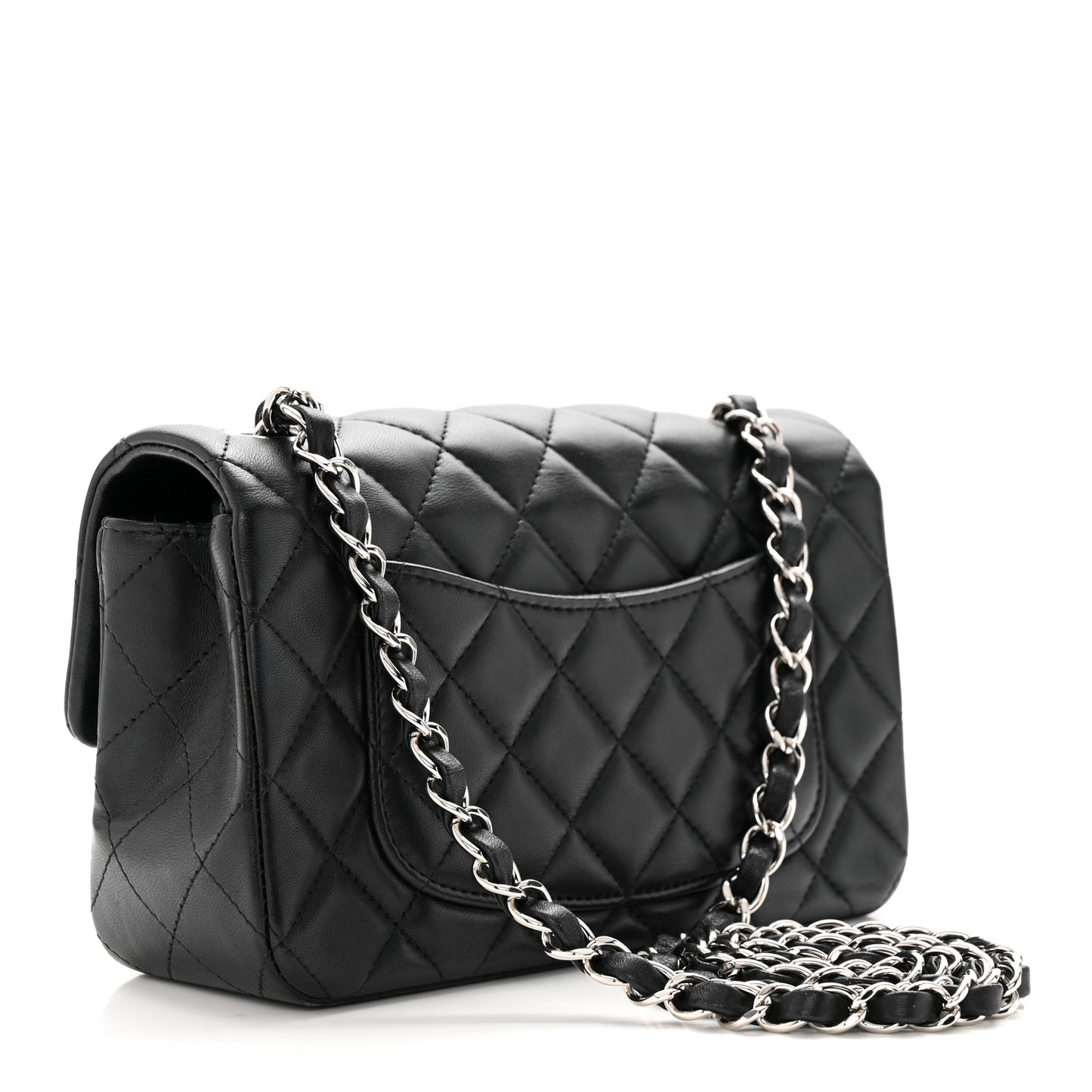 Lambskin Quilted Mini Rectangular Flap Black