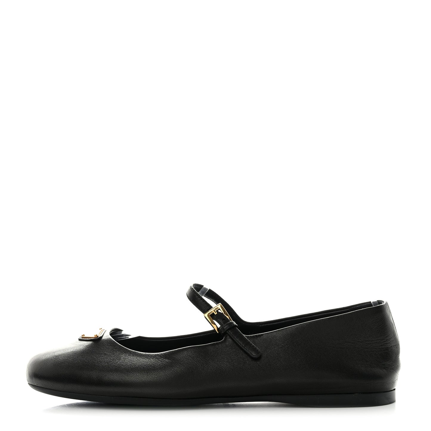 Nappa Metal Triangle Logo Ballet Flats 37.5 Black