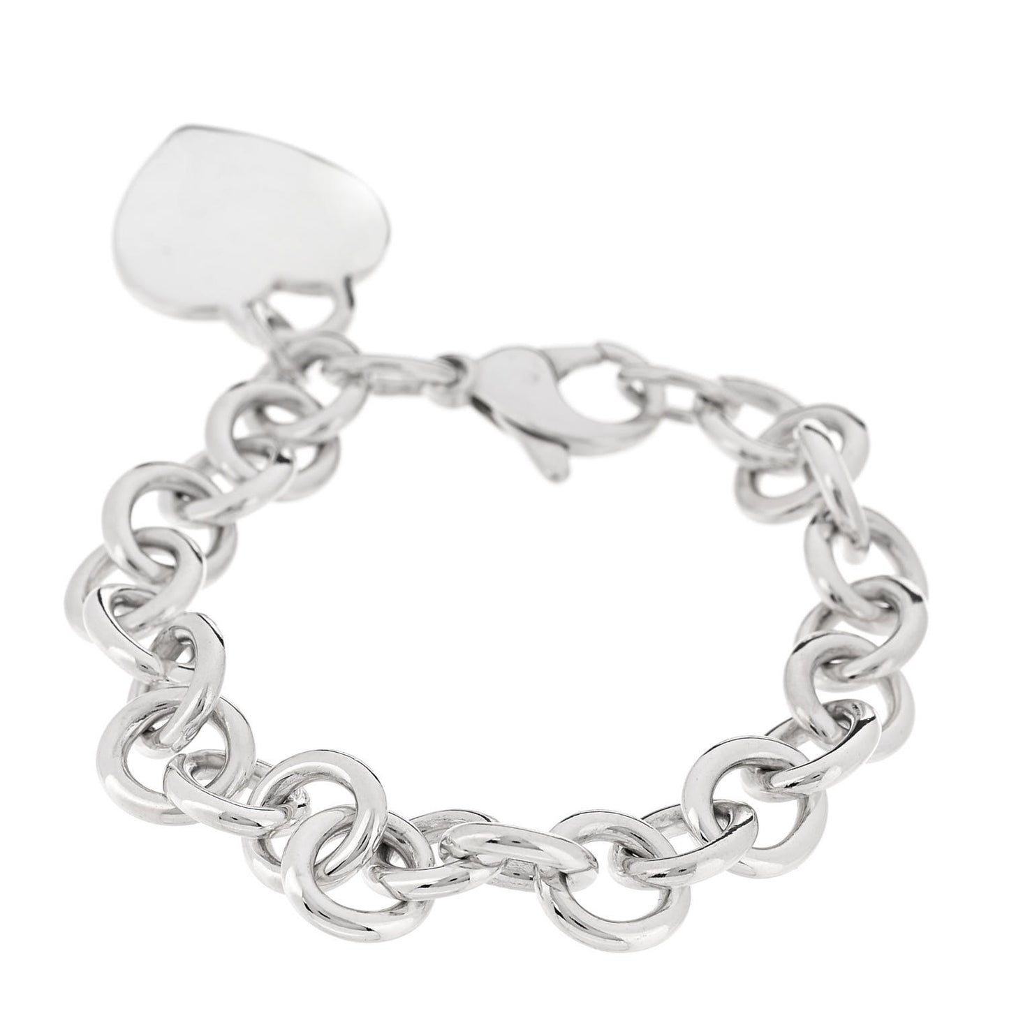 Sterling Silver Heart Tag Charm Bracelet