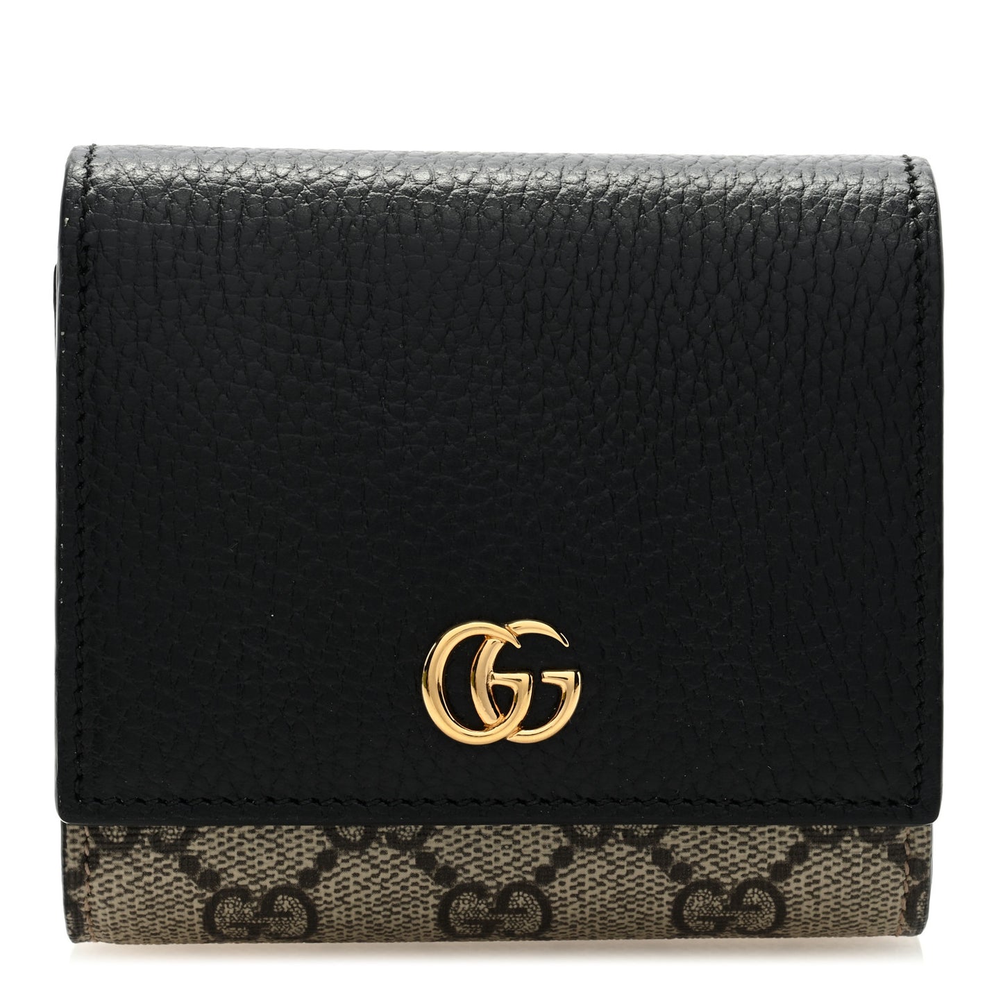 Dollar Calfskin GG Supreme Monogram Medium GG Marmont Wallet Black Beige Ebony