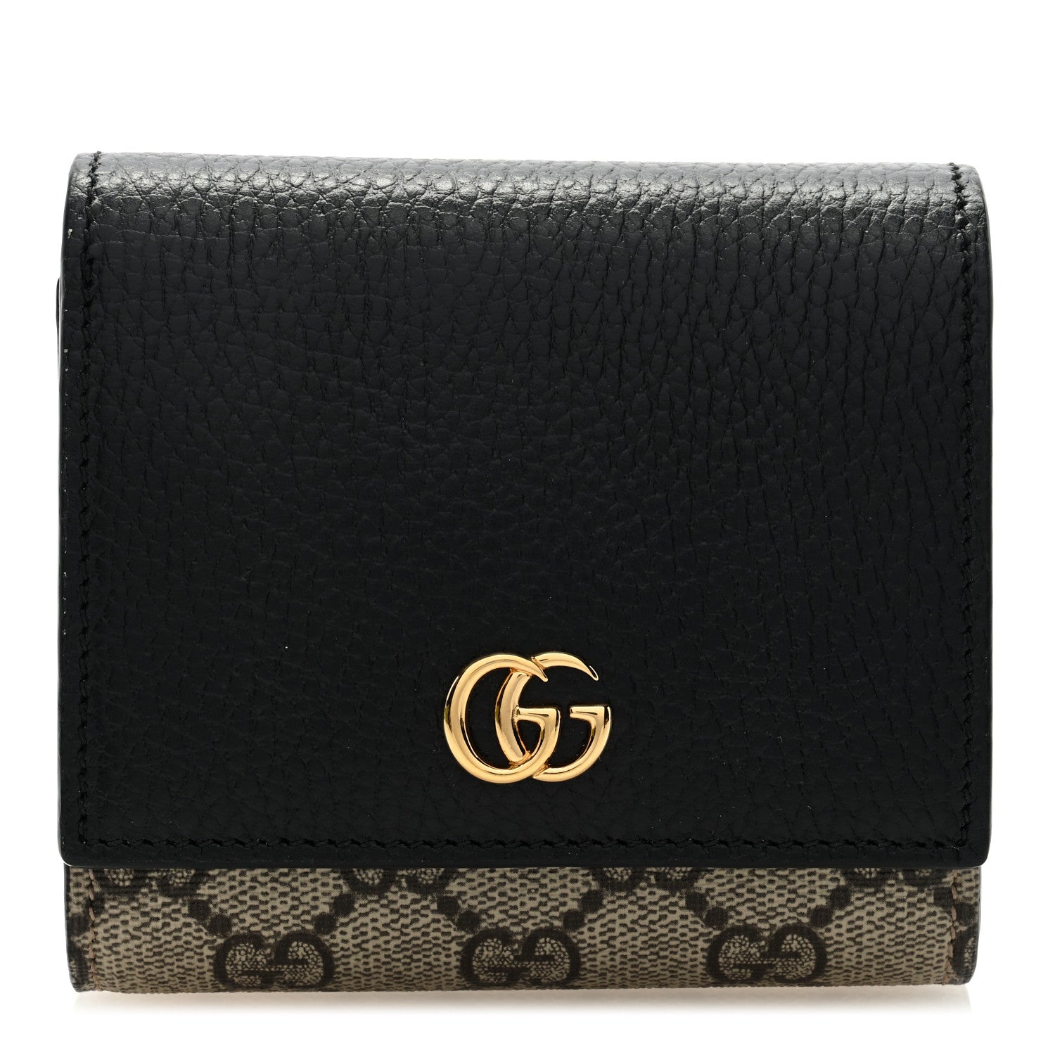 Gucci Dollar Calfskin GG Supreme Monogram Medium GG Marmont Wallet Black Beige Ebony 1 of 6