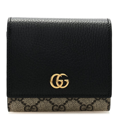 Gucci Dollar Calfskin GG Supreme Monogram Medium GG Marmont Wallet Black Beige Ebony 1 of 6