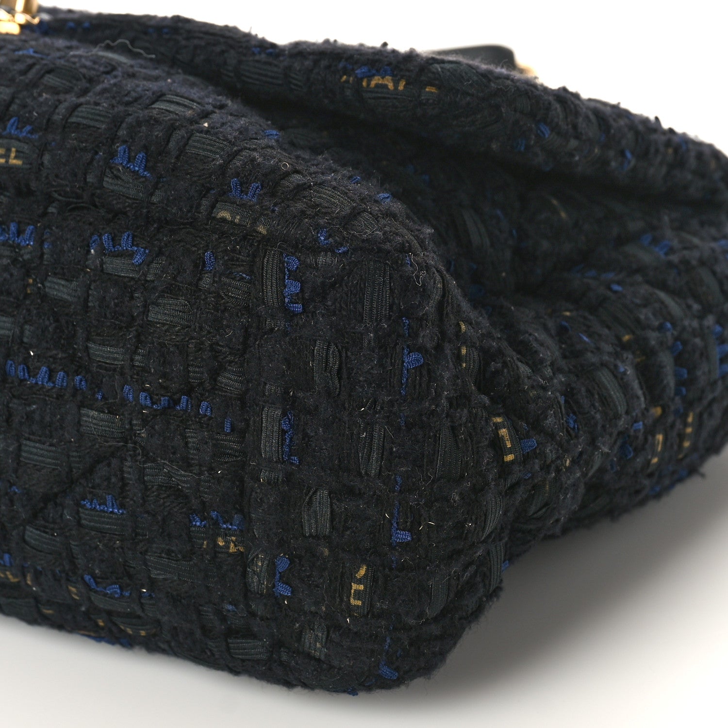 Chanel Tweed Quilted Maxi Chanel 19 Flap Black Navy Gold 9 of 9