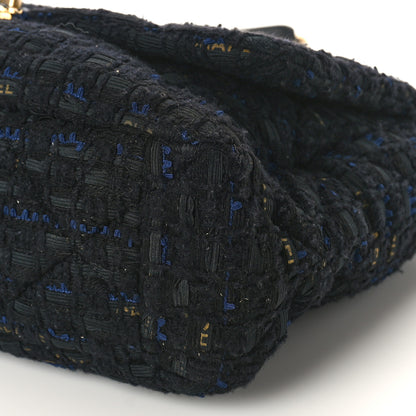 Chanel Tweed Quilted Maxi Chanel 19 Flap Black Navy Gold 9 of 9