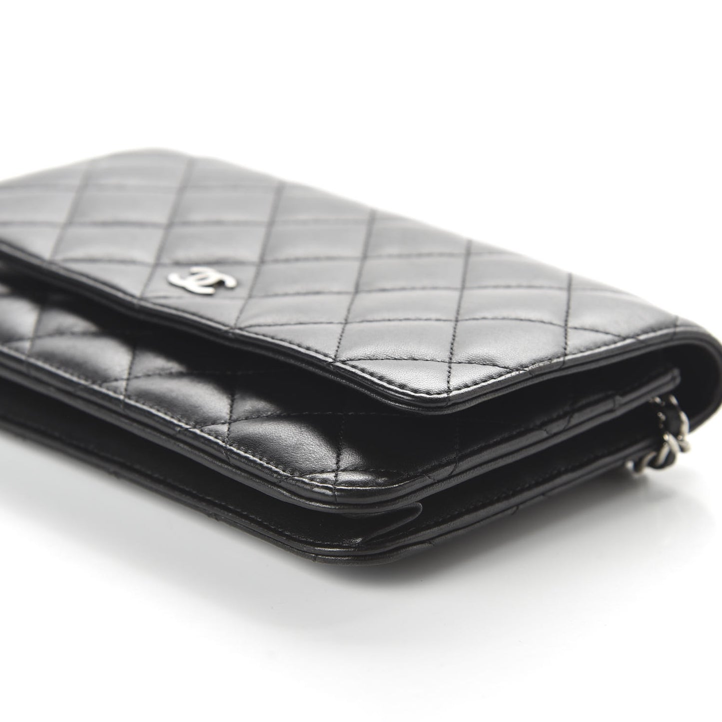 Lambskin Quilted Wallet On Chain WOC Black