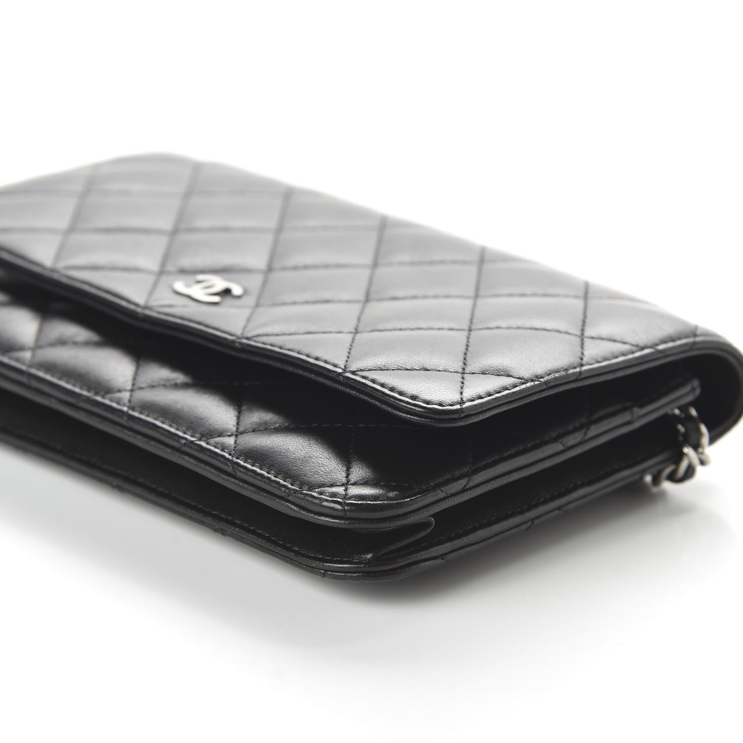Chanel Lambskin Quilted Wallet On Chain WOC Black 6 of 12