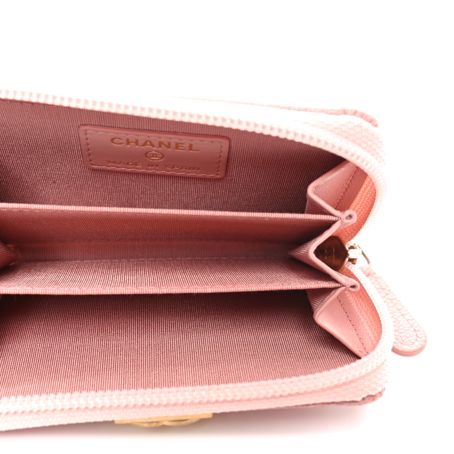 Chanel Caviar Quilted Boy Zip Around Coin Purse Wallet Pink 5 of 8