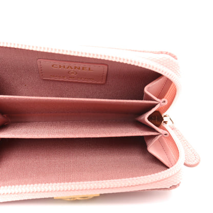 Chanel Caviar Quilted Boy Zip Around Coin Purse Wallet Pink 5 of 8