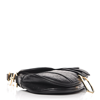 Christian Dior Ostrich Saddle Bag Black 4 of 10