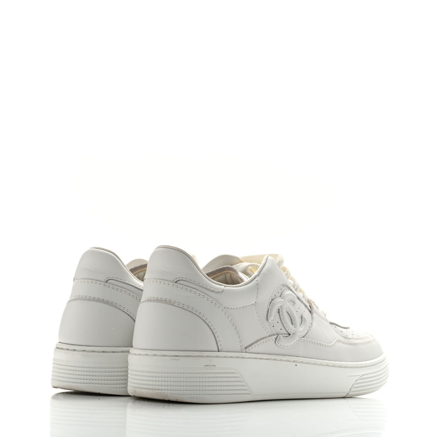 Calfskin CC Womens Sneakers 39.5 White