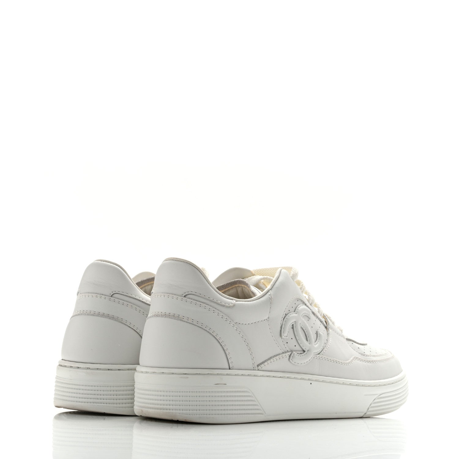 Chanel Calfskin CC Womens Sneakers 39.5 White 5 of 12
