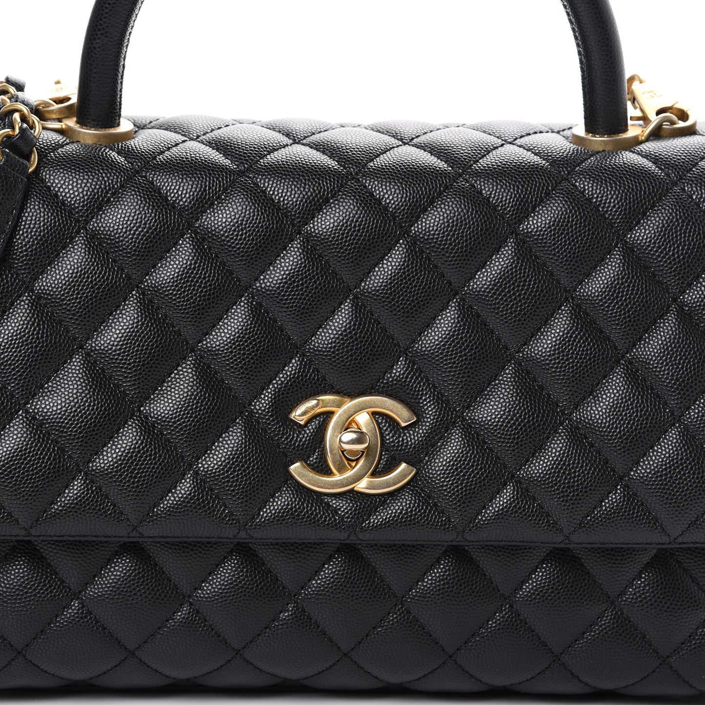 Caviar Quilted Small Coco Handle Flap Black