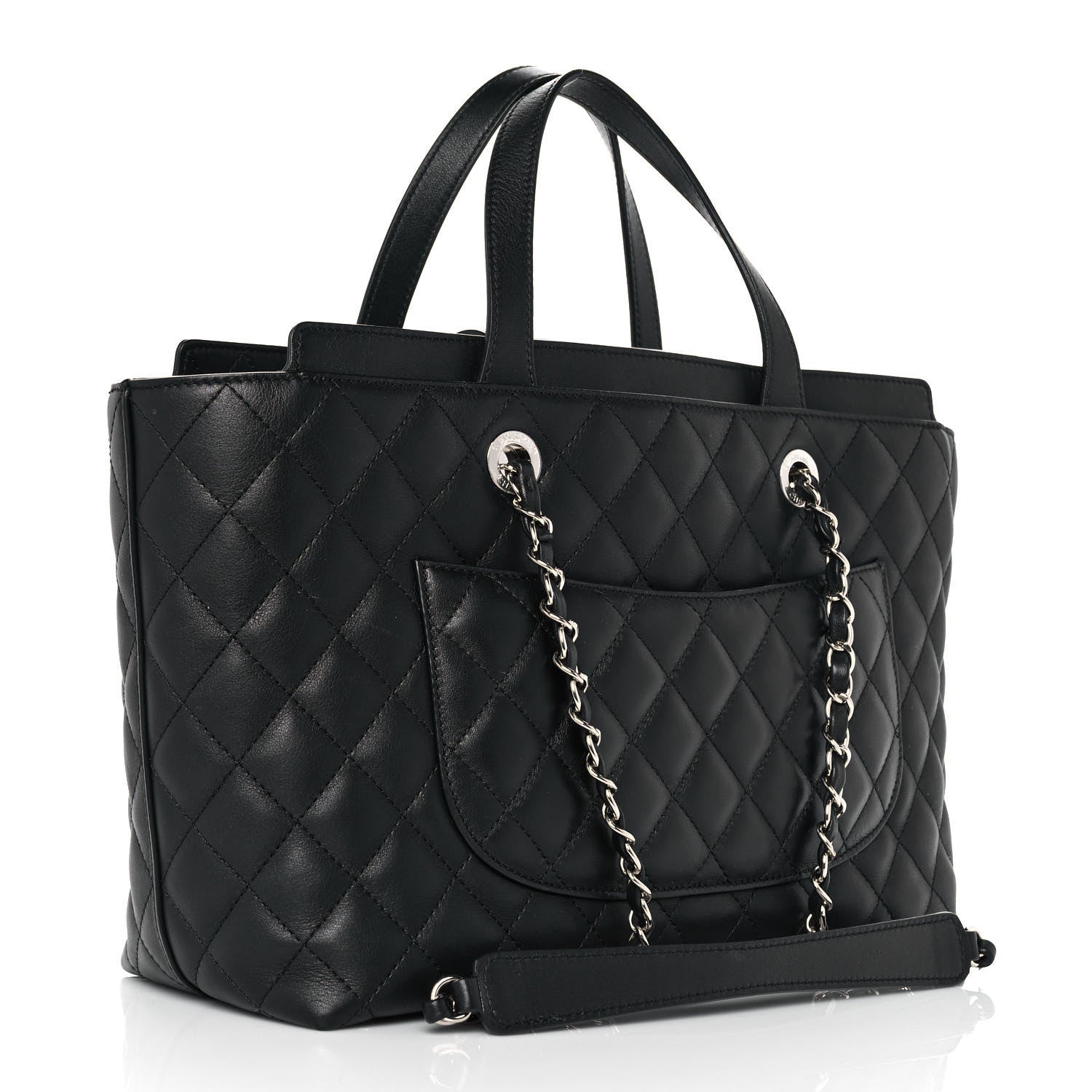 Chanel Calfskin Quilted Large Easy Shopping Tote Black 2 of 8