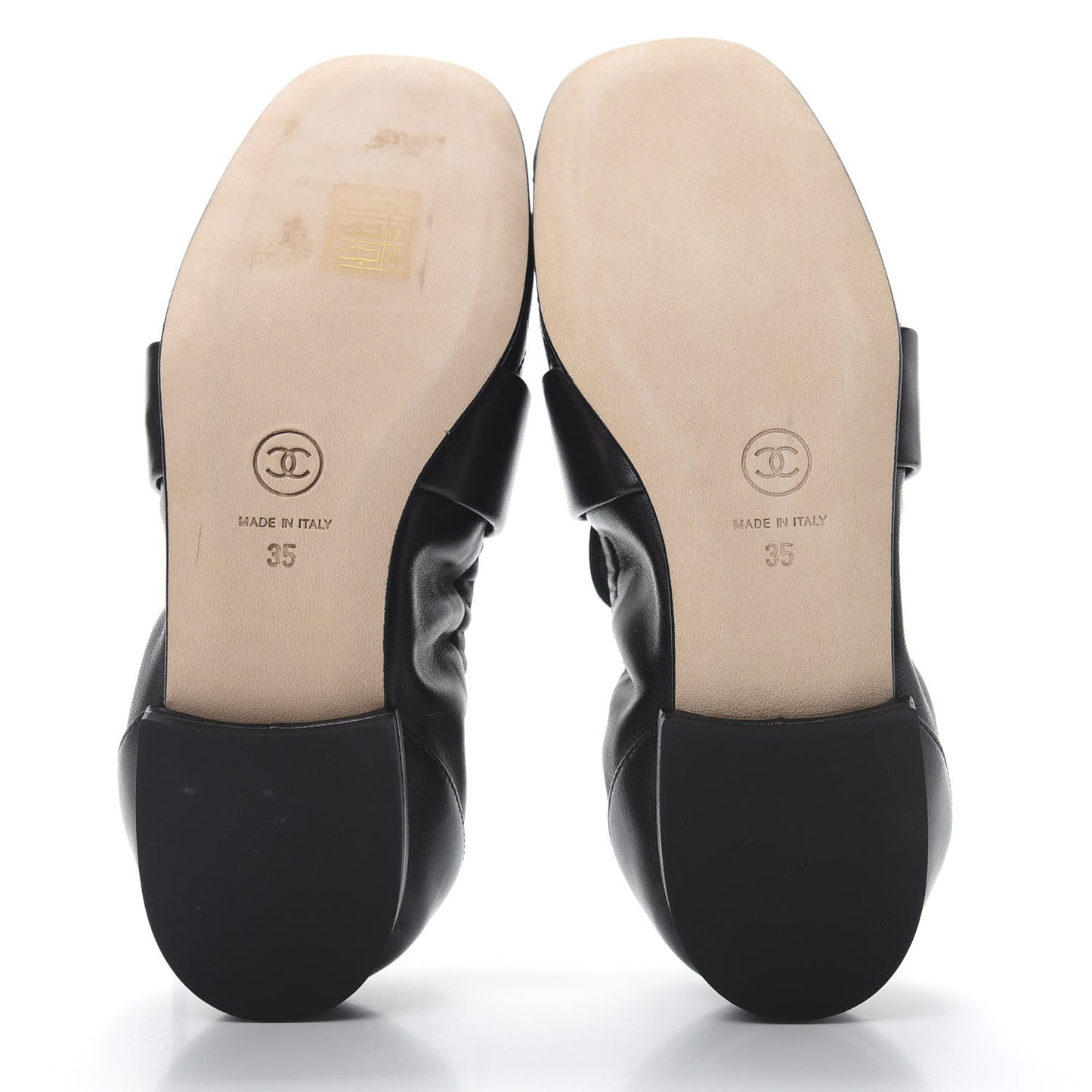 Laminated Lambskin Womens Quilted Elastic CC Moccasin Loafers 35 Black