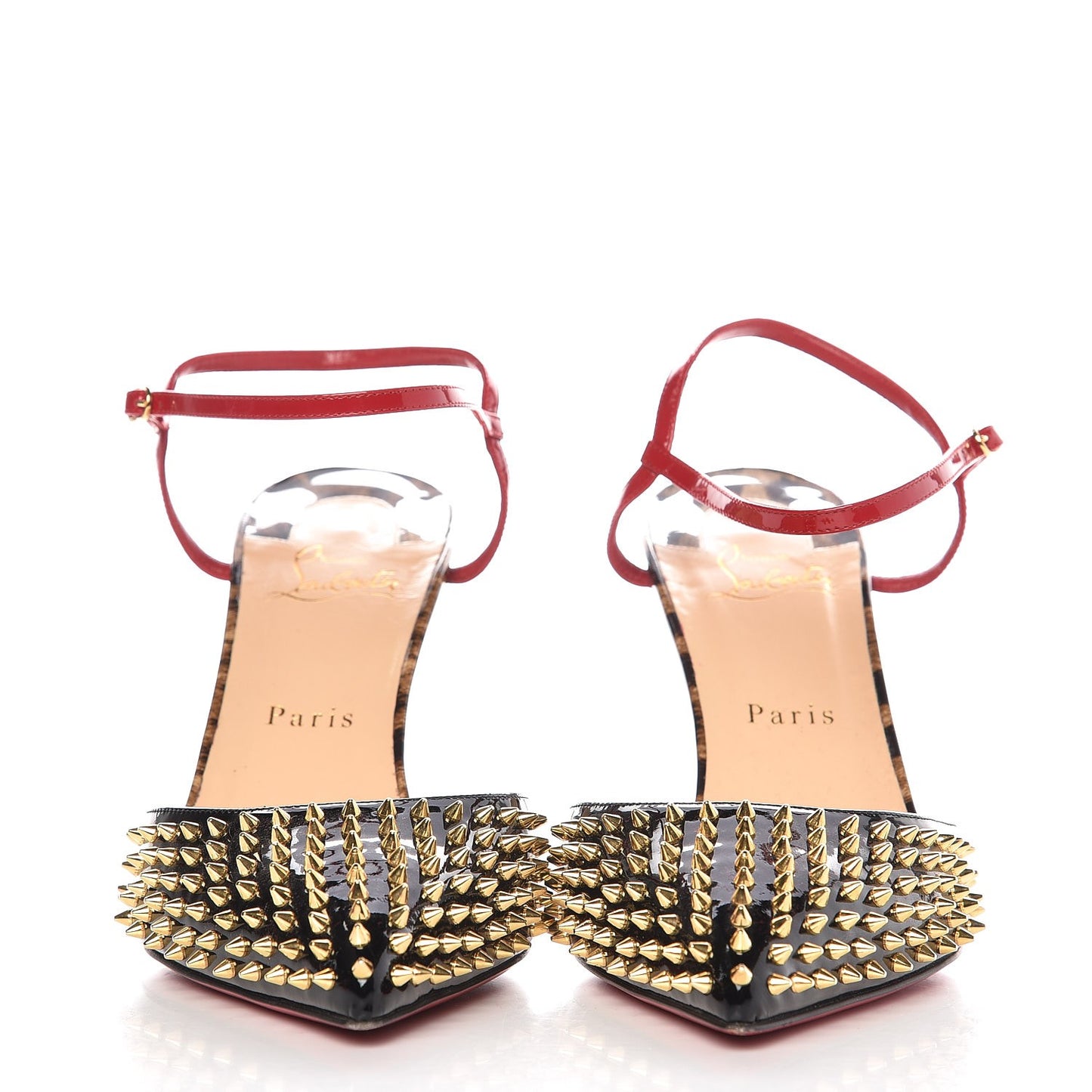 Patent Leopard Printed Baila Spike 100 Pumps 40 Black