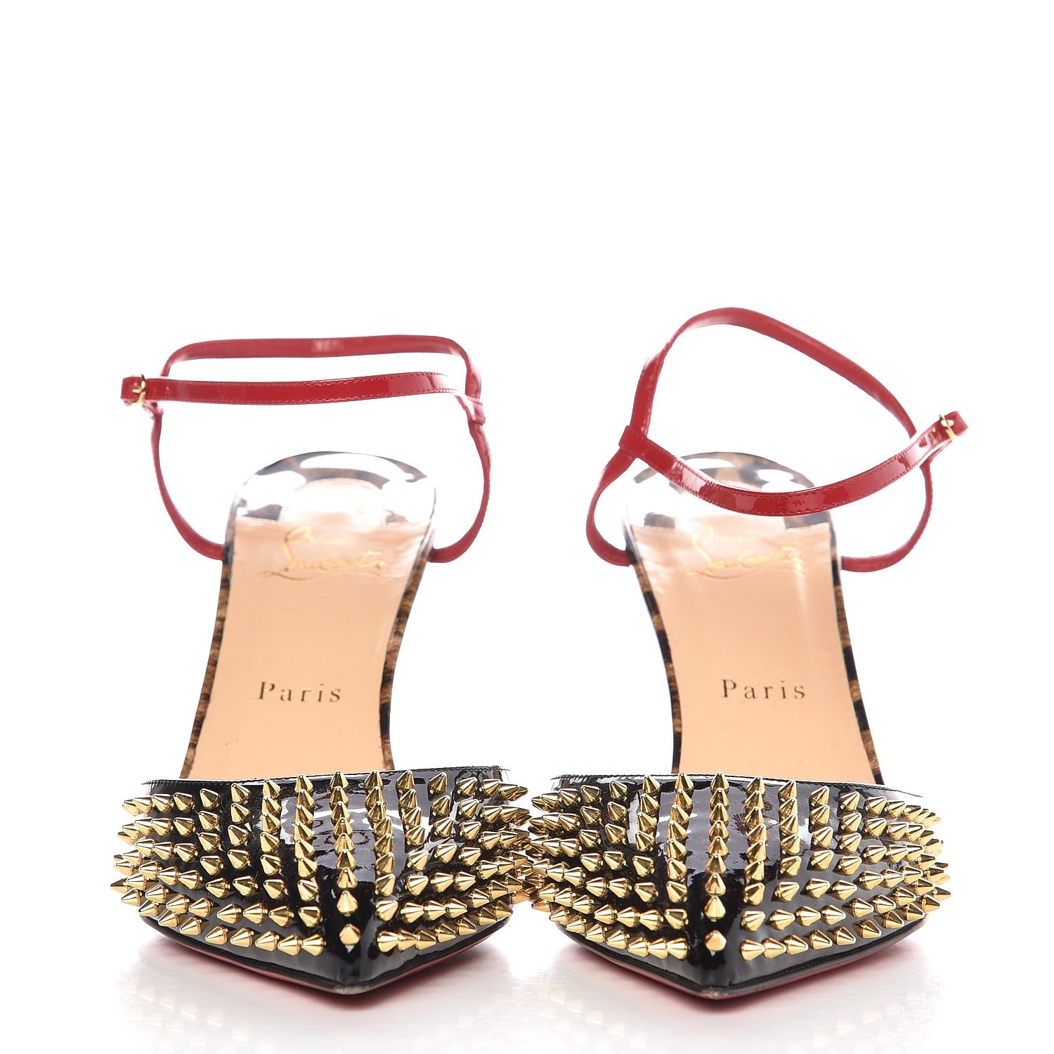 Christian Louboutin Patent Leopard Printed Baila Spike 100 Pumps 40 Black 2 of 10