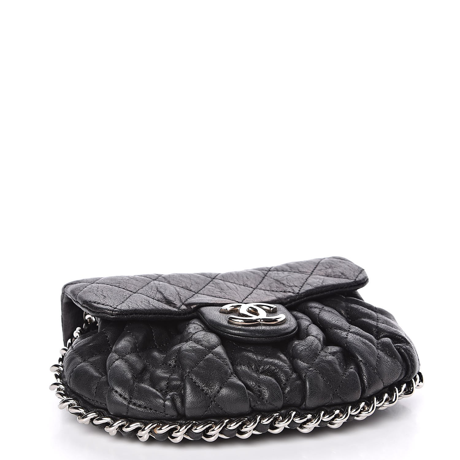 Chanel Washed Lambskin Quilted Mini Chain Around Flap Black 4 of 12