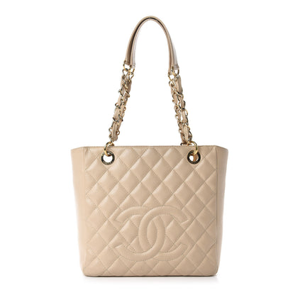 Chanel Caviar Quilted Petit Shopping Tote PST Beige 1 of 13