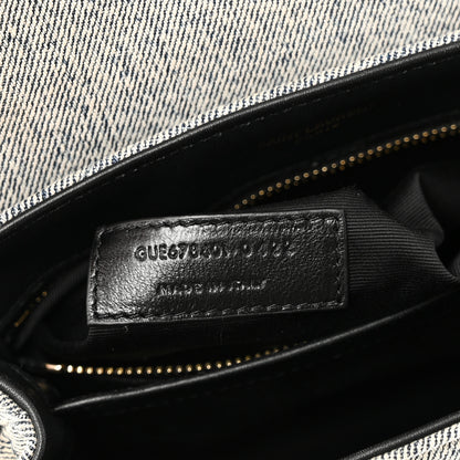 Saint Laurent Denim Y Quilted Monogram Toy Loulou Crossbody Bag Grey 7 of 10