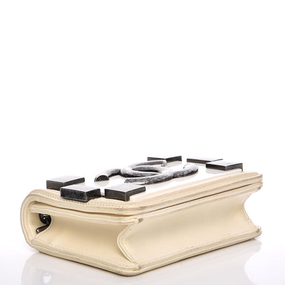 Chanel Lambskin Plexiglass Boy Brick Flap Dark White 4 of 16