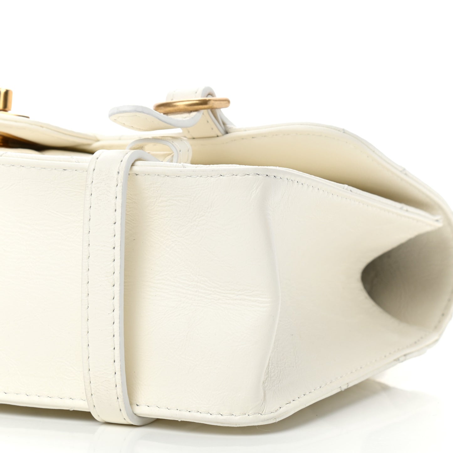 Aged Calfskin Quilted City School Flap White