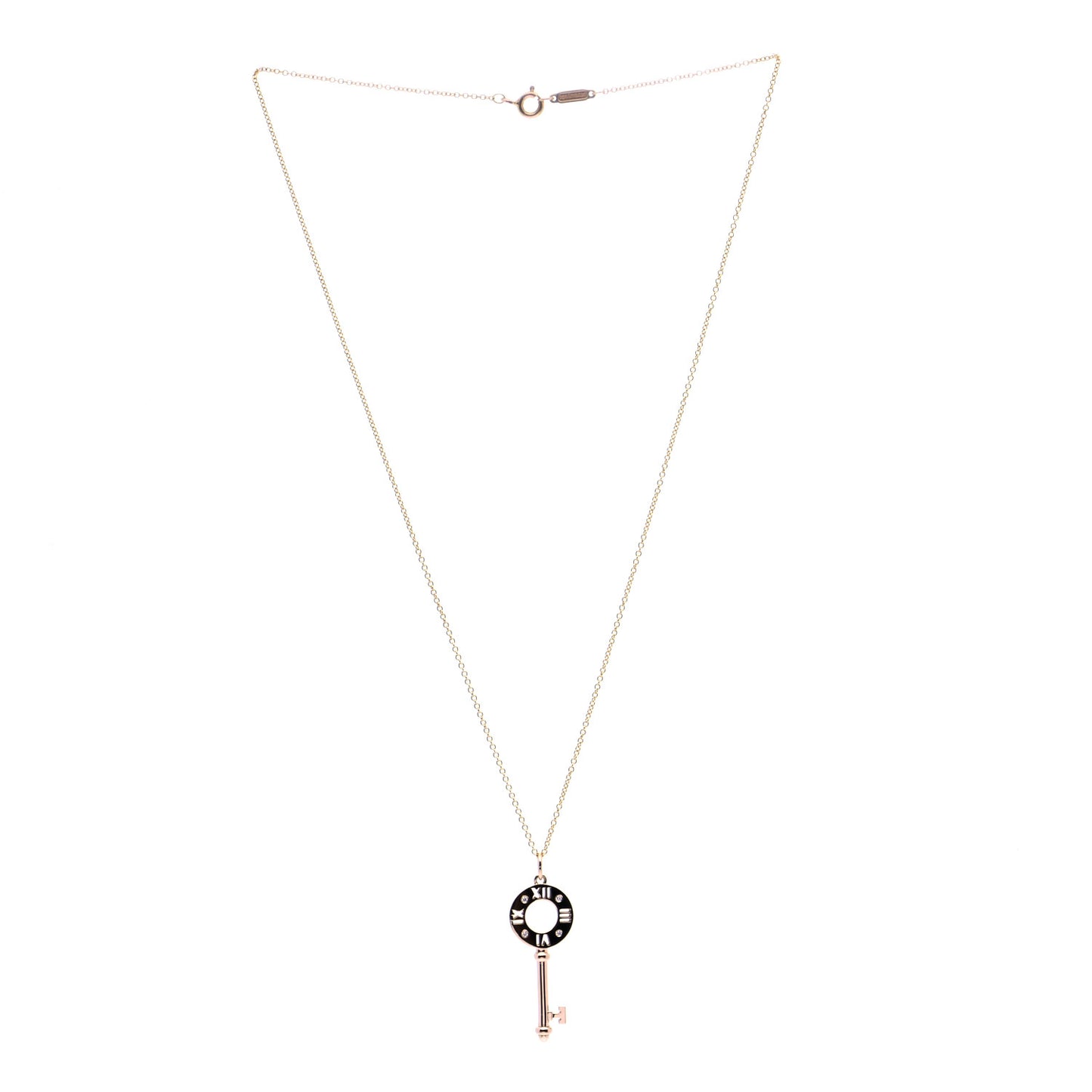 18K Rose Gold Diamond Atlas Pierced Key Pendant Necklace