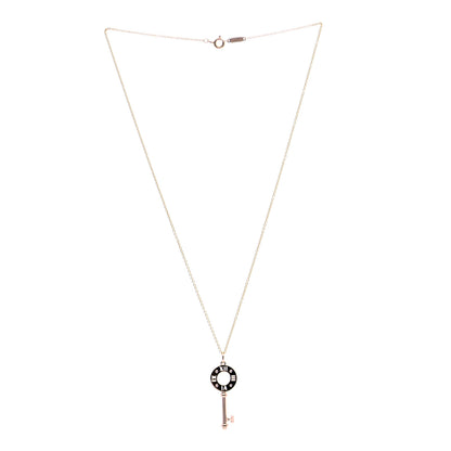 Tiffany 18K Rose Gold Diamond Atlas Pierced Key Pendant Necklace 3 of 7