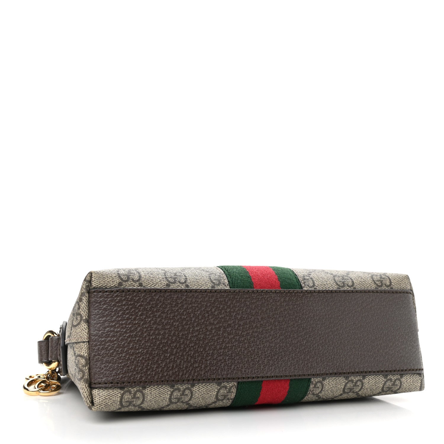 Gucci GG Supreme Monogram Textured Dollar Calfskin Web Small Ophidia Dome Shoulder Bag Beige Ebony New Acero 4 of 10