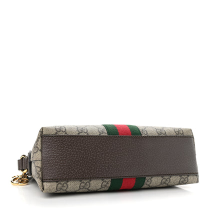 Gucci GG Supreme Monogram Textured Dollar Calfskin Web Small Ophidia Dome Shoulder Bag Beige Ebony New Acero 4 of 10