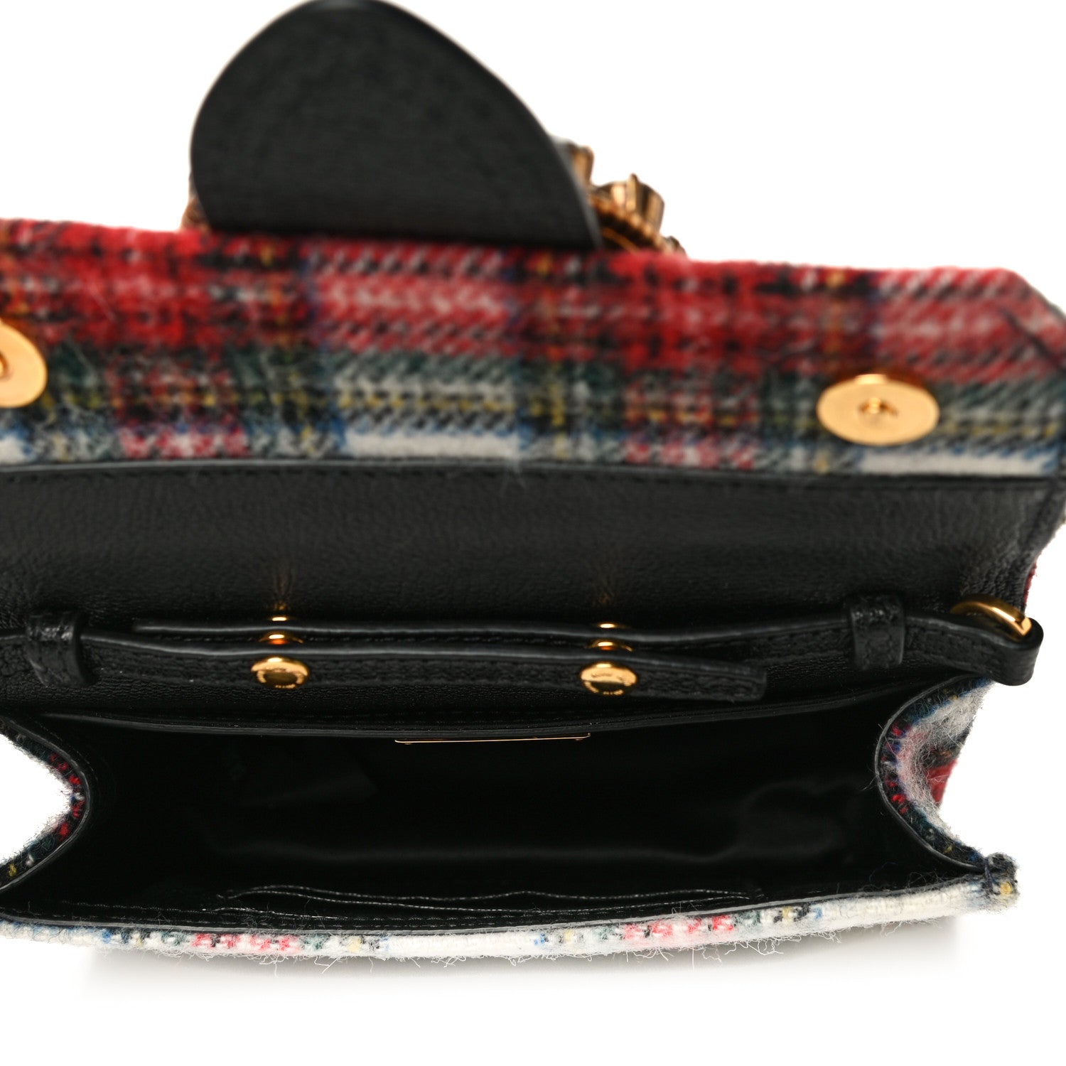 Miu Miu Wool Plaid Crystal Embellished Shoulder Bag Blue 5 of 10