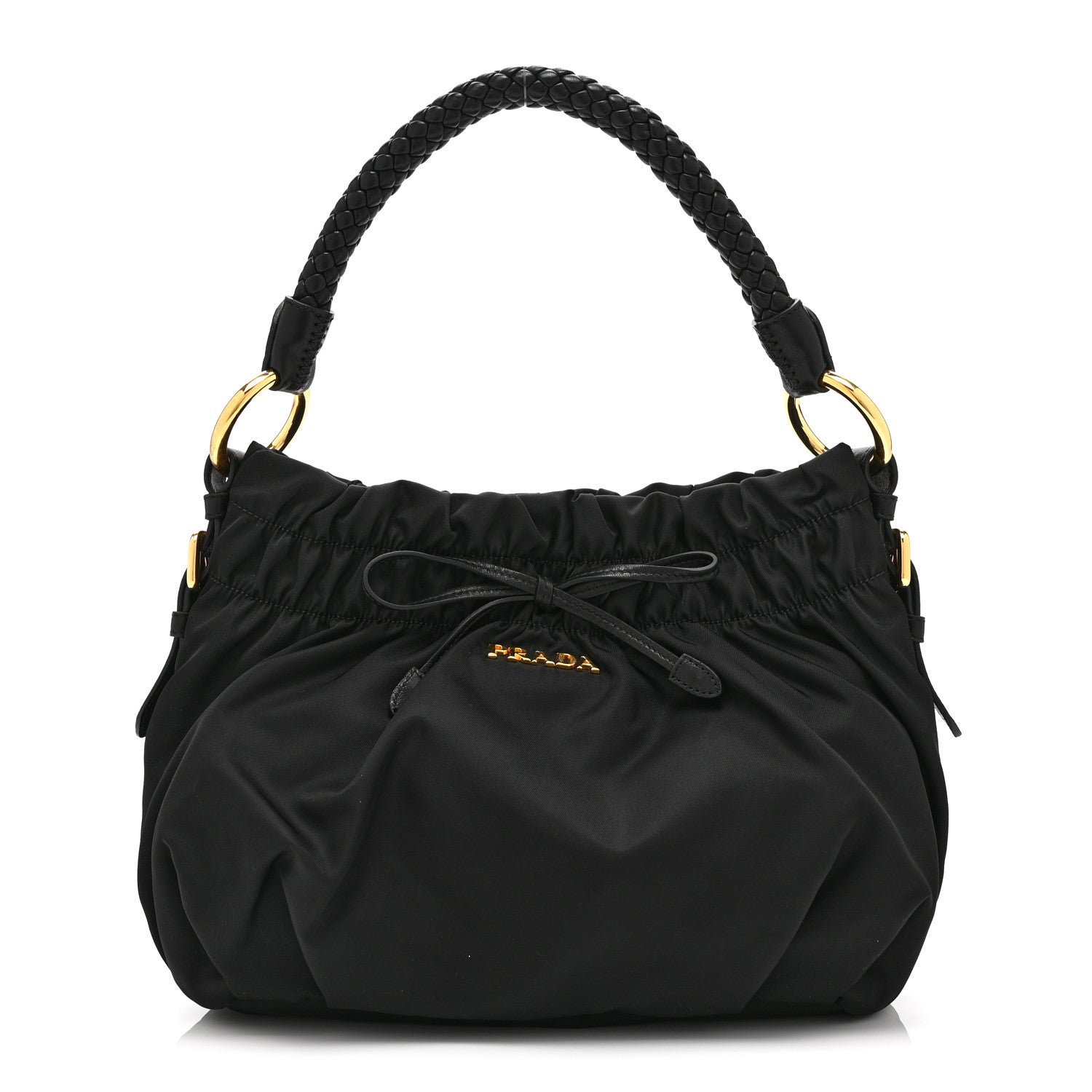 Prada Tessuto Nylon Bow Shoulder Bag Black 1 of 10